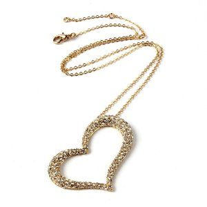 Gold Heart Necklace with Austrian Crystals